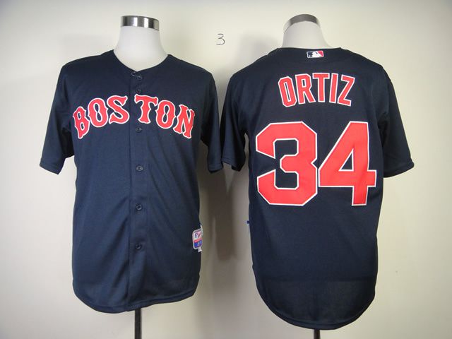 Men Boston Red Sox 34 Ortiz Blue MLB Jerseys